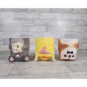 Cute Topsy Turvey Animal Coffee Mugs Set Upside Down 14oz Cups Chick Owl Mouse